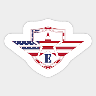 Letter E American Flag Monogram Initial Sticker